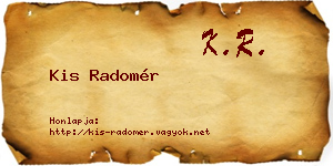 Kis Radomér névjegykártya